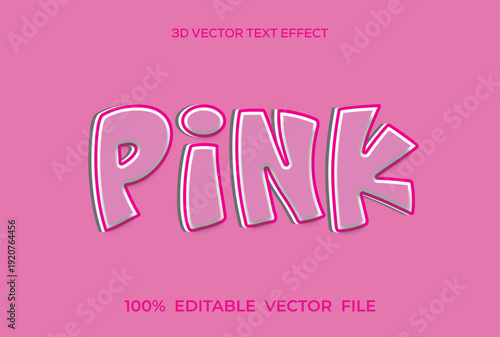Pink 3d text effect, editable comic pink text effect, pink text vector