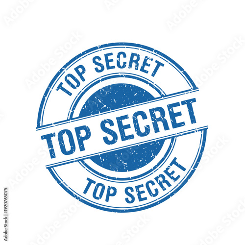 Distressed blue top secret confidentiality stamp