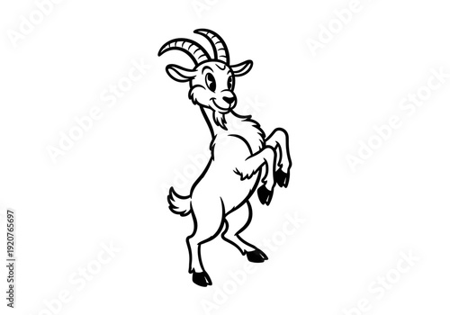 Cartoon Goat Standing on Hind Legs.
