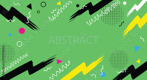 Tableau sur toile Energetic Abstract Background with Bold Colors and Memphis Elements pattern styl