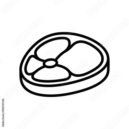 Raw Beef Steak Icon - Simple Line Art Illustration for Food and Cooking Concepts
