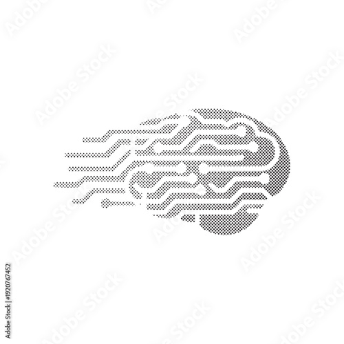 AI Brain Circuitry Halftone - Artificial Intelligence & Neural Networks