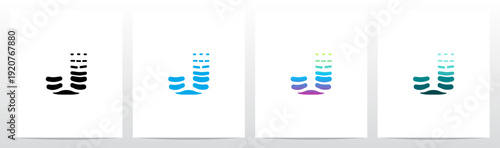 Waves Current Ripple Water Tidal Stream Curves Lines Letter Initial Logo Design J