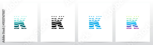 Waves Current Ripple Water Tidal Stream Curves Lines Letter Initial Logo Design K