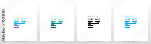 Waves Current Ripple Water Tidal Stream Curves Lines Letter Initial Logo Design P