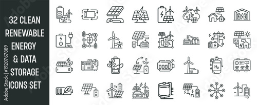 32 Clean Renewable Energy Icons
