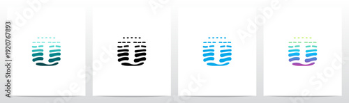 Waves Current Ripple Water Tidal Stream Curves Lines Letter Initial Logo Design O