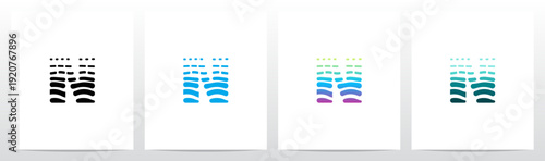 Waves Current Ripple Water Tidal Stream Curves Lines Letter Initial Logo Design N