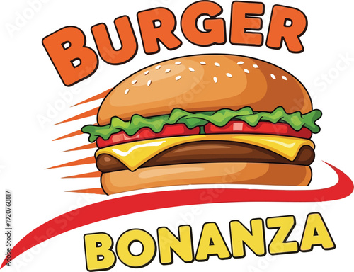 Fast Food Burger Bonanza Logo with Cinematic Lighting, Cinematic Composition, and Bold Cinematic Color Grading