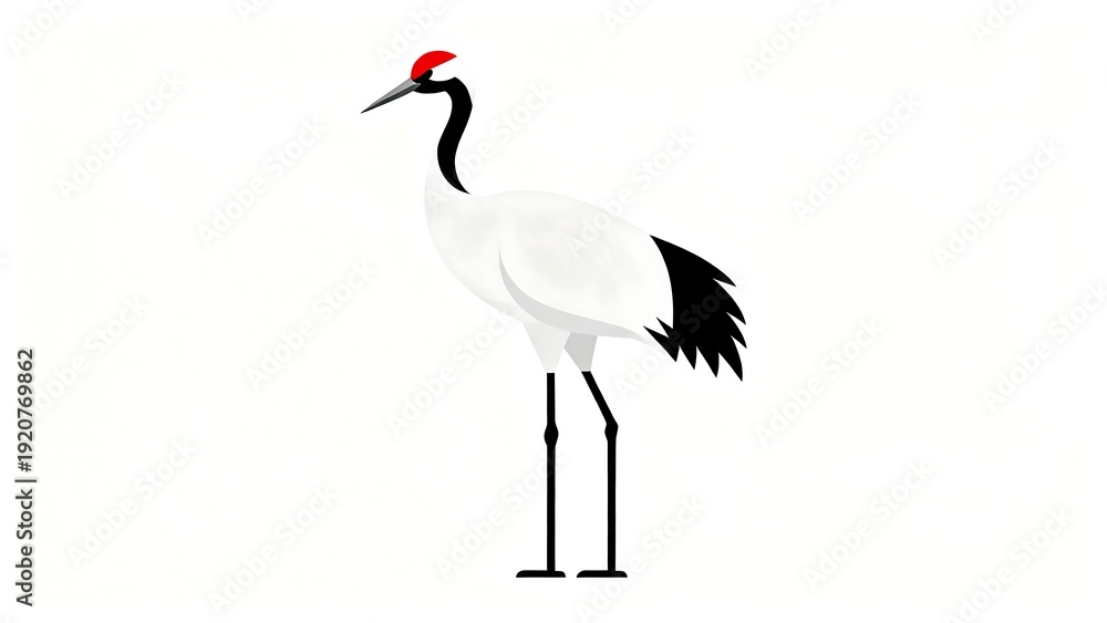 Obraz premium A red-crowned crane against a white background.