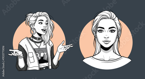 Illustration of Two Women with Different Expressions.