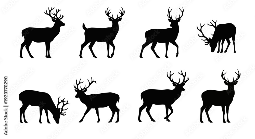 Fototapeta premium Deer Silhouette Vector Collection