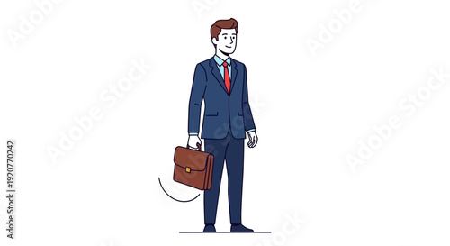 Businessman with Briefcase Standing in Suit.