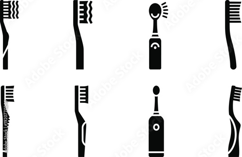 Collection of various electric and manual toothbrushes