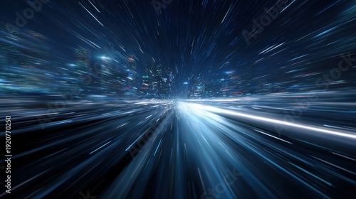 Futuristic abstract cityscape at hyper speed