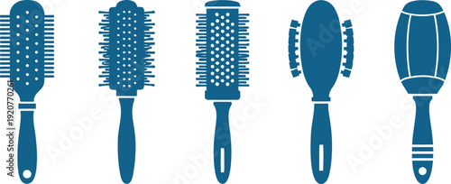 Collection of various hair brushes and combs