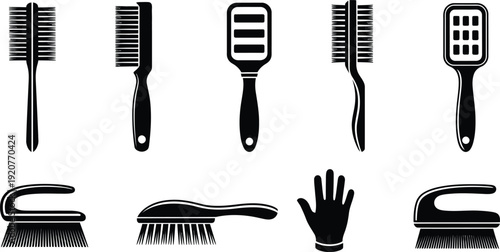 Collection of various hair brushes and styling tools