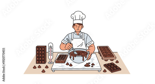 Chef Preparing Chocolate in Kitchen.