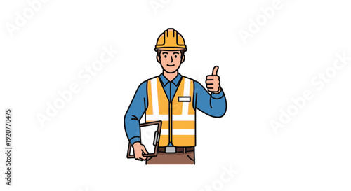 Construction Worker Giving Thumbs Up Gesture.