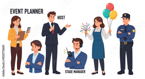 Diverse Group of Cartoon Business Professionals.