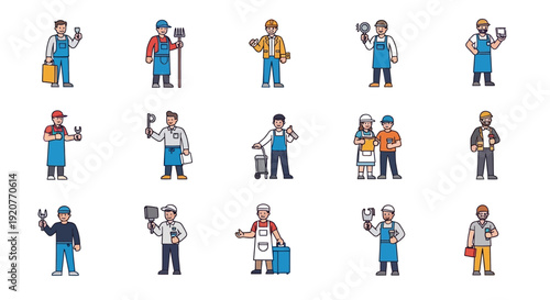 Diverse People Characters in Various Occupations.