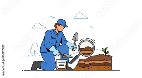 Gardener Planting Tree in Soil.