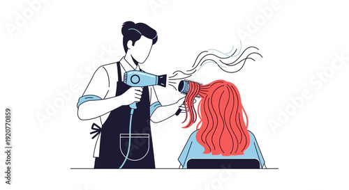 Hairdresser styling womans hair with dryer.