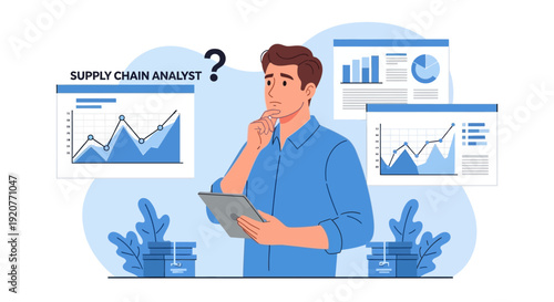 Man Analyzing Supply Chain Data Thoughtfully.