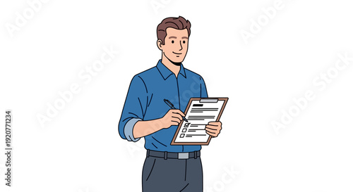 Man Holding Document and Pen.