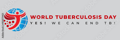World Tuberculosis Day healthcare awareness logo with human figure globe lungs dots symbol promoting prevention treatment support global health