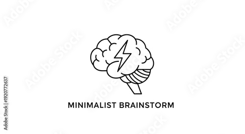 Minimalist Human Brain Icon, Concept of Intelligence and Thought on Isolated White Background