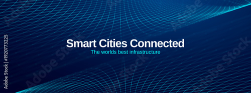 Business fintech finance and Abstract background business intelligence technology with blue Technology blue background. Digital geometric wave and minimal modern lines with line mesh network.