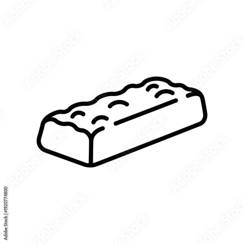 Simple Black and White Illustration of a Brick or Block with Studs on White Background