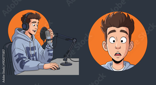 Man Surprised While Working on Computer.