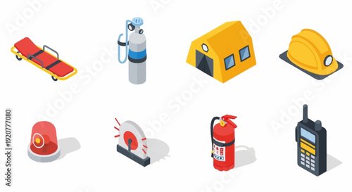 Emergency Equipment and Safety Devices Set.