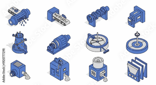 Collection of Various Blue Industrial Valves.