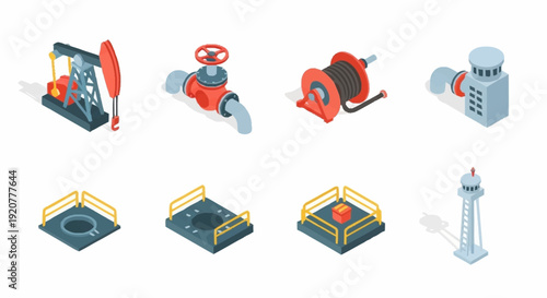Industrial Valves and Machinery Components Isolated.