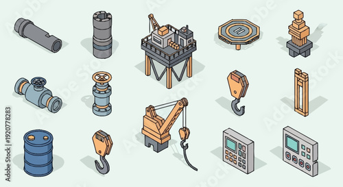 Collection of Industrial Equipment and Machinery Parts.