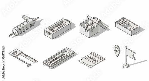 Collection of Various Mechanical Parts and Tools.