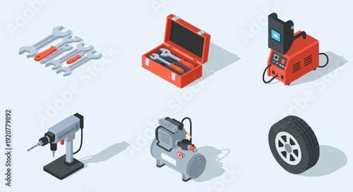 Car Maintenance Tools and Equipment Set.