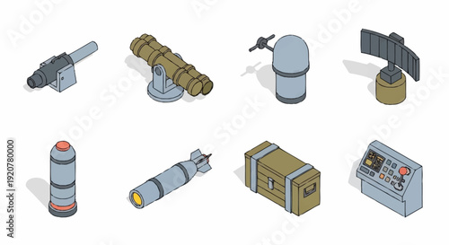 Various Space Satellites and Equipment Components.
