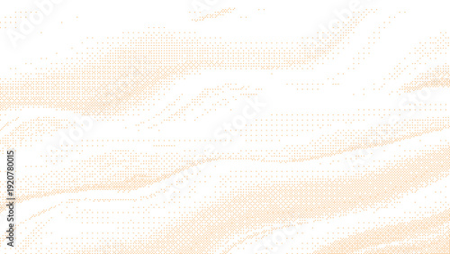Abstract orange halftone wave pattern with dotted gradient flow, modern minimal vector background on white, dynamic texture design for wallpaper, branding, poster and textile