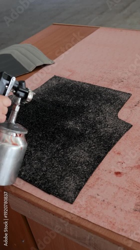 Applying Adhesive to Upholstery Fabric Panel