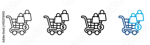 Purchase Icon Different Style Outline Collection Set Vector Illustration