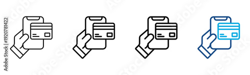 Payment Icon Different Style Outline Collection Set Vector Illustration