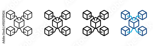 Blockchain Icon Different Style Outline Collection Set Vector Illustration
