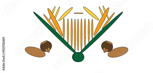 vector marigold flower and acorn pattern