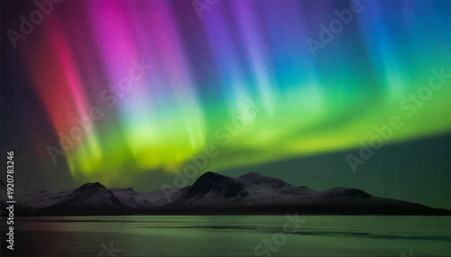 A vector illustration of the mysterious phenomenon of the northern lights.