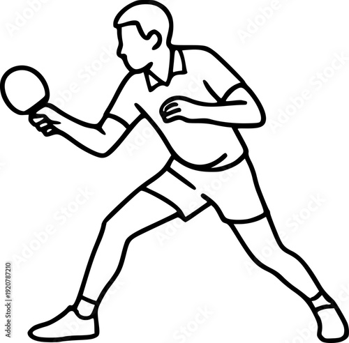 Professional outline vector of a table tennis player, isolated on white. Perfect for sports posters, logos, t-shirts, websites, and athletic design projects.