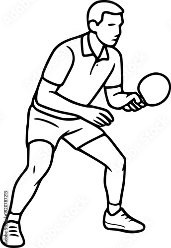 Professional outline vector of a table tennis player, isolated on white. Perfect for sports posters, logos, t-shirts, websites, and athletic design projects.